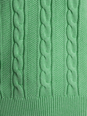 Joules Dibly Green Cable Knit Cricket Cotton Jumper