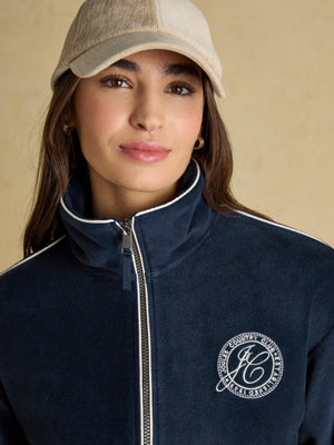 Joules Navy Polar Embroidered Full Zip Funnel Neck Fleece