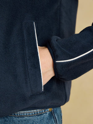 Joules Navy Polar Embroidered Full Zip Funnel Neck Fleece