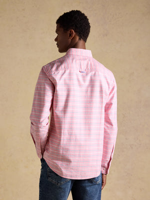 Joules Pink Checked Classic Fit Cotton Oxford Shirt