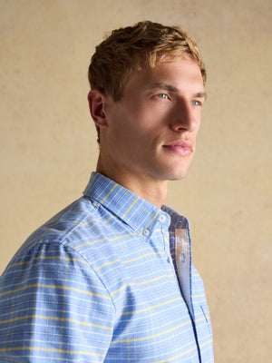 Joules Blue & Yellow Checked Classic Fit Cotton Oxford Shirt