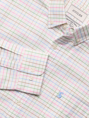 Joules Classic Fit White Multi Checked Cotton Oxford Shirt