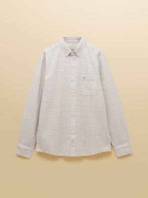 Joules Classic Fit White Multi Checked Cotton Oxford Shirt
