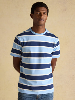 Joules Rugby Club Navy Striped Crew Neck Cotton T-Shirt