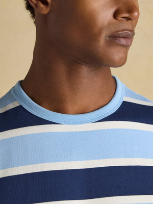 Joules Rugby Club Navy Striped Crew Neck Cotton T-Shirt