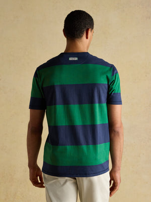 Joules Rugby Club Green & Navy Stripe Crew Neck Cotton T-Shirt