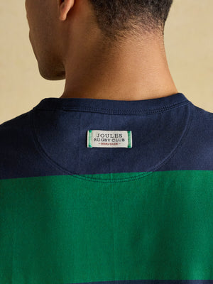 Joules Rugby Club Green & Navy Stripe Crew Neck Cotton T-Shirt