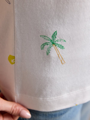 Joules Erin White Summer Icons Printed Short Sleeve Jersey T-Shirt