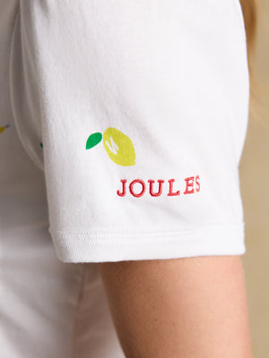 Joules Erin White Summer Icons Printed Short Sleeve Jersey T-Shirt