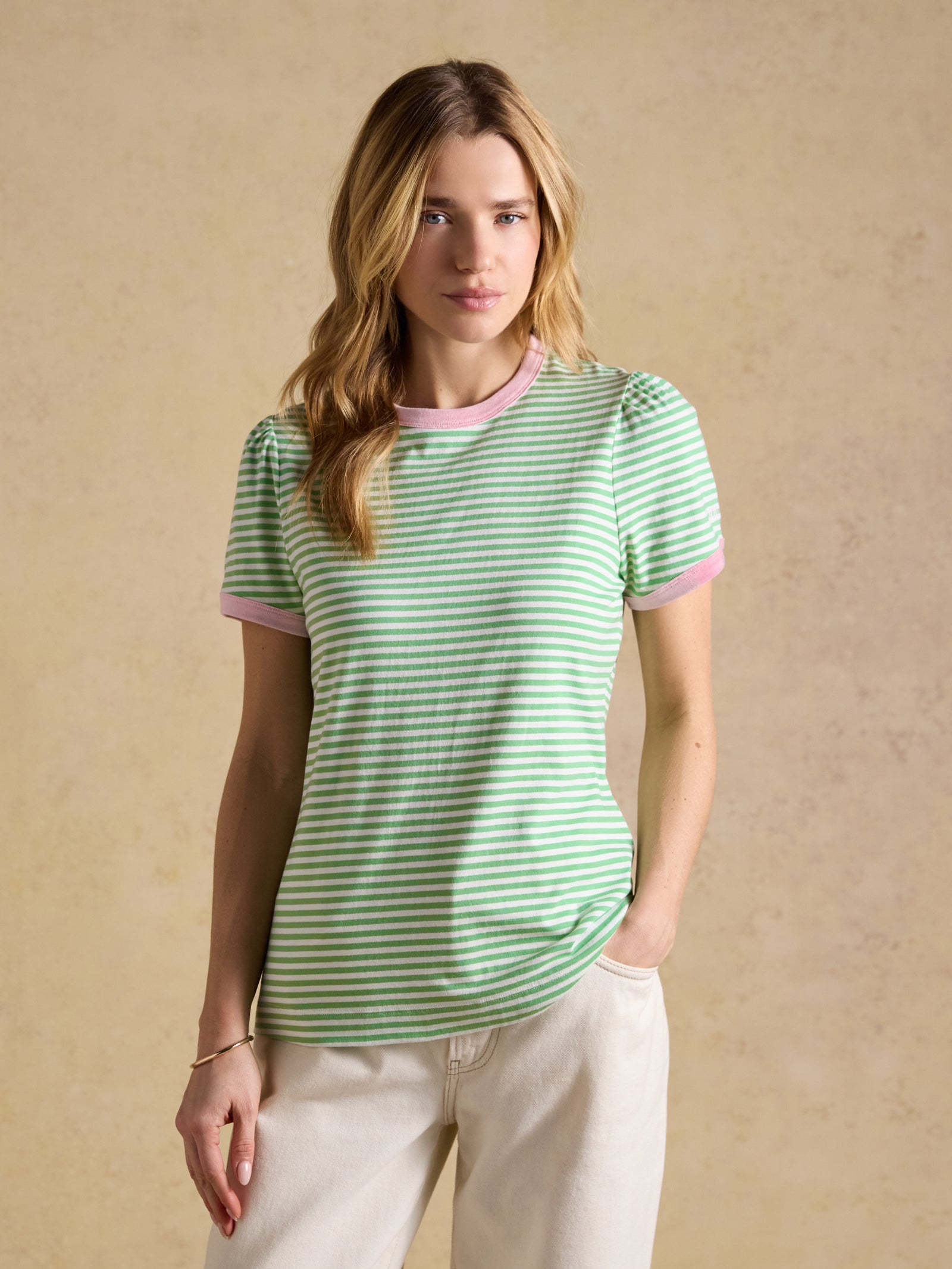 Joules Erin Green Stripe Short Sleeve Jersey T-Shirt