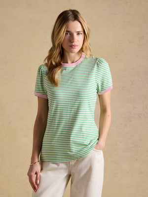 Joules Erin Green Stripe Short Sleeve Jersey T-Shirt