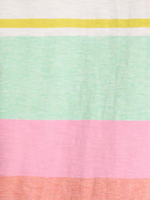 Joules Tallie White & Multi Striped Cotton Jersey Top With Collar