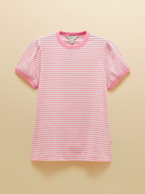 Joules Erin Pink Stripe Short Sleeve Jersey T-Shirt