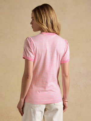 Joules Erin Pink Stripe Short Sleeve Jersey T-Shirt