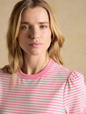 Joules Erin Pink Stripe Short Sleeve Jersey T-Shirt