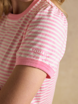 Joules Erin Pink Stripe Short Sleeve Jersey T-Shirt