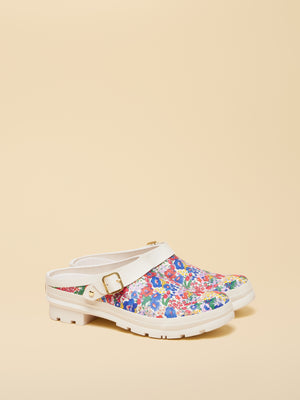 Joules Elbridge White & Multi Floral Welly Clogs