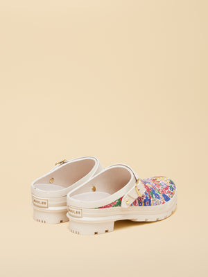 Joules Elbridge White & Multi Floral Welly Clogs