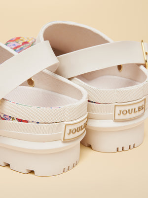 Joules Elbridge White & Multi Floral Welly Clogs