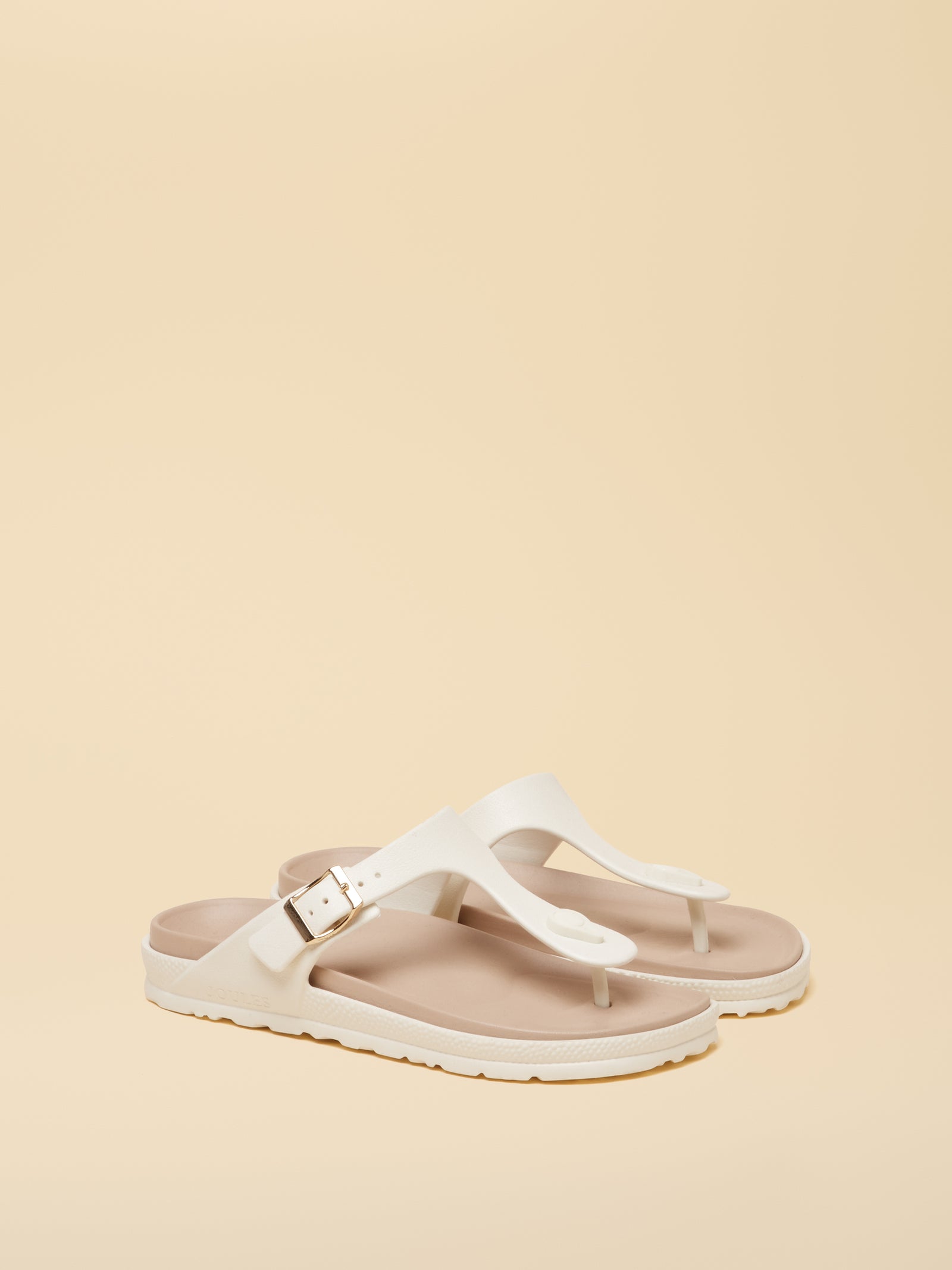 Joules Soleil White Buckle Flip Flop