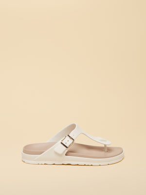 Joules Soleil White Buckle Flip Flop
