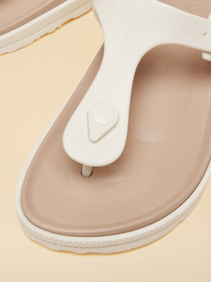 Joules Soleil White Buckle Flip Flop