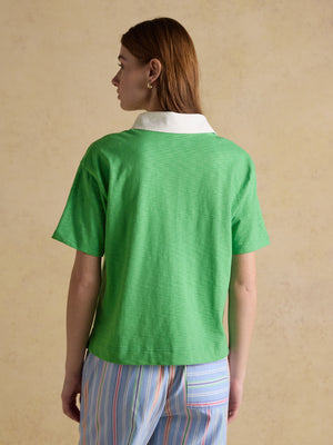 Joules Leighton Green Jonty Fox Embroidered Short Sleeve Cotton Rugby Shirt