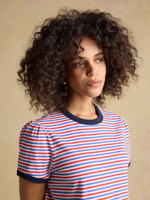 Joules Erin London Bus Blue Red Stripe Short Sleeve Jersey T-Shirt