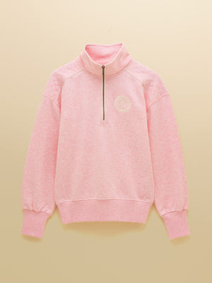 Joules Racquet Pink Embroidered Quarter Zip Sweatshirt
