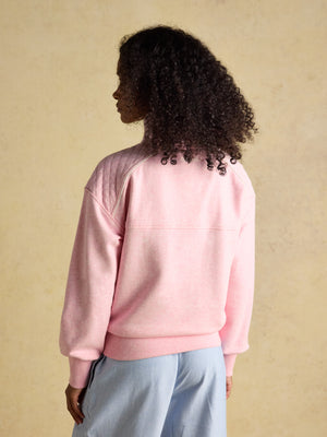 Joules Racquet Pink Embroidered Quarter Zip Sweatshirt