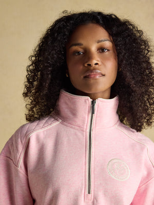 Joules Racquet Pink Embroidered Quarter Zip Sweatshirt