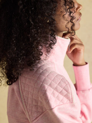 Joules Racquet Pink Embroidered Quarter Zip Sweatshirt