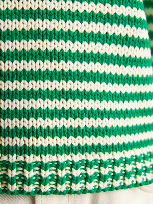 Joules Skye Green & White Striped Cotton Crew Neck Jumper