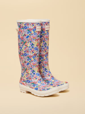 Joules White Ditsy Floral Adjustable Tall Wellies