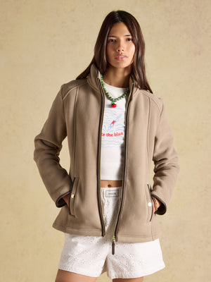 Joules Heritage Mink Brown Regular Full Zip Up Polar Fleece