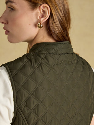 Joules Minx Khaki Rosemary Green Showerproof Diamond Quilted Gilet