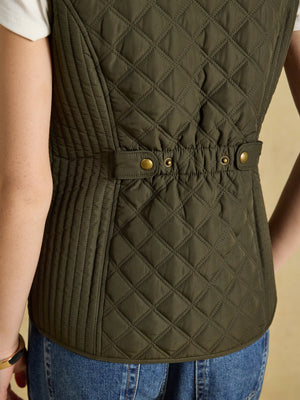 Joules Minx Khaki Rosemary Green Showerproof Diamond Quilted Gilet