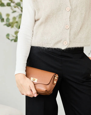 Elie Beaumont Twist Cross Body Tan Bag