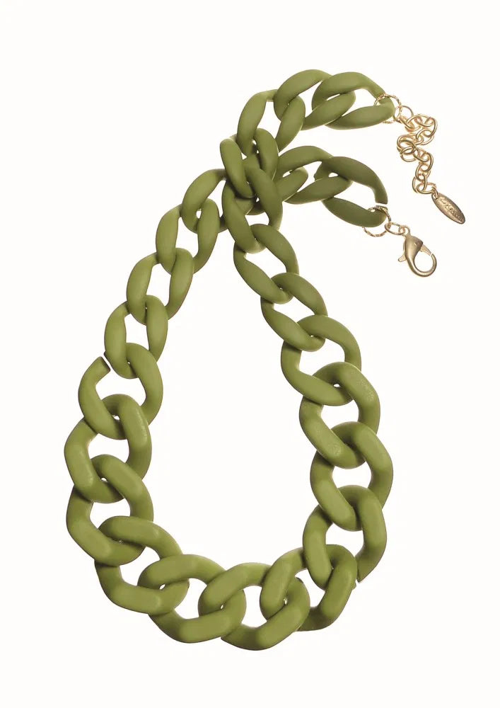 Hot Tomato Khaki Graduated Link Chain Necklace