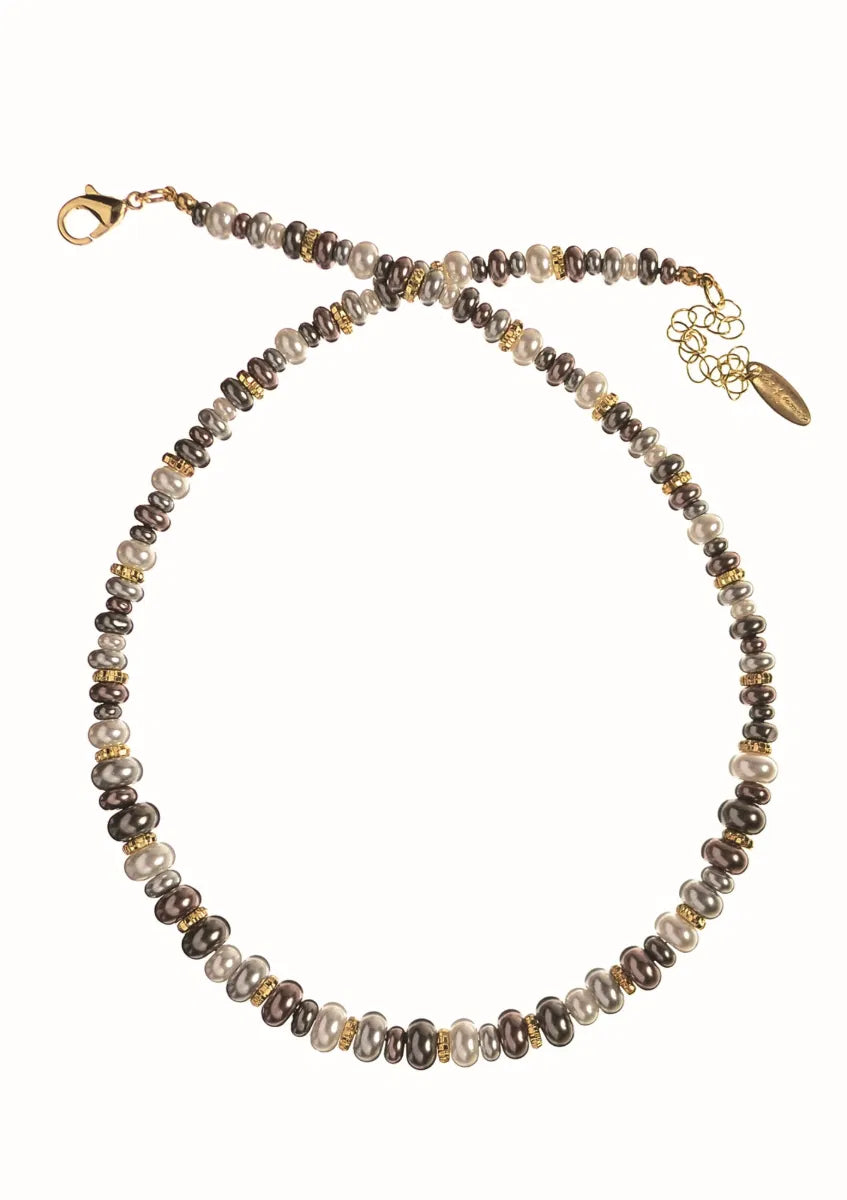 Hot Tomato Faux Pearl & Pewter Necklace