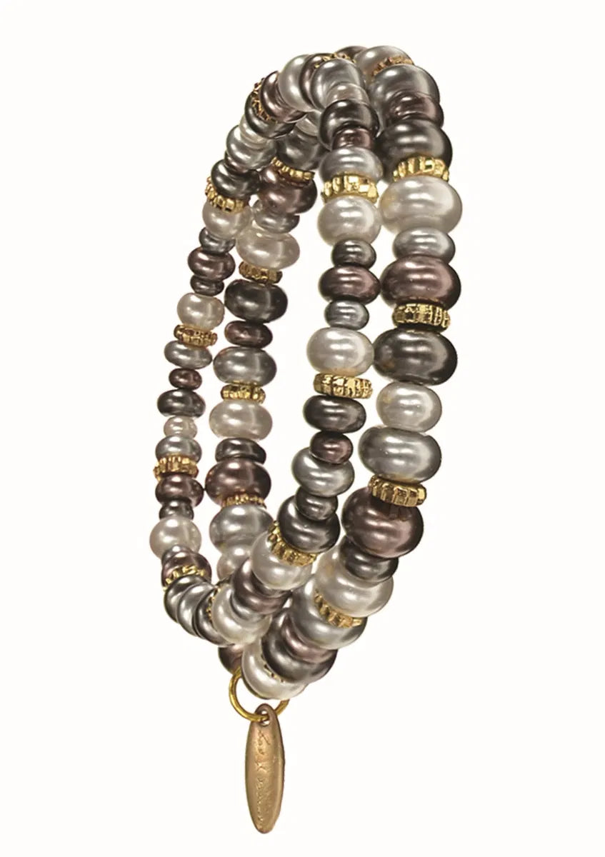 Hot Tomato Pewter Faux Pearl Bracelet