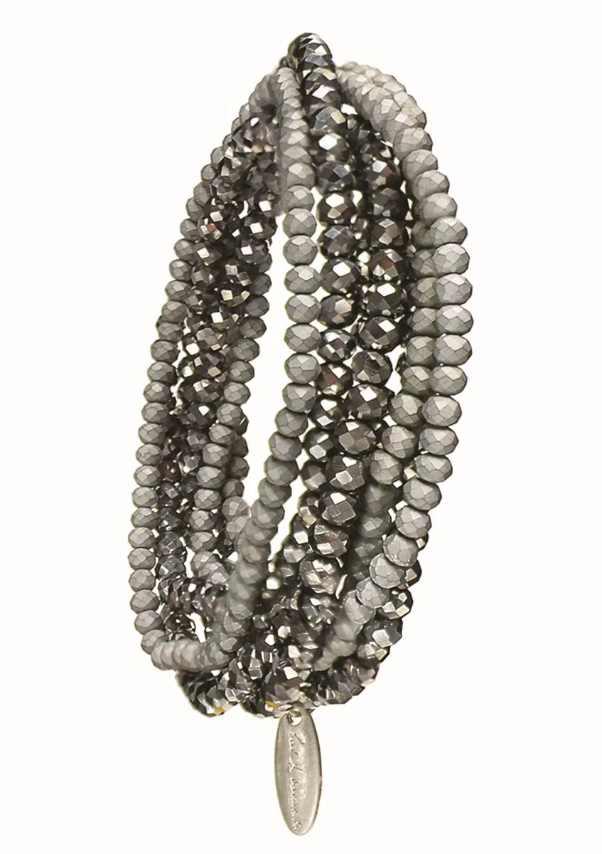 Hot Tomato Magnificent Seven Layers Matte Pewter Bracelet