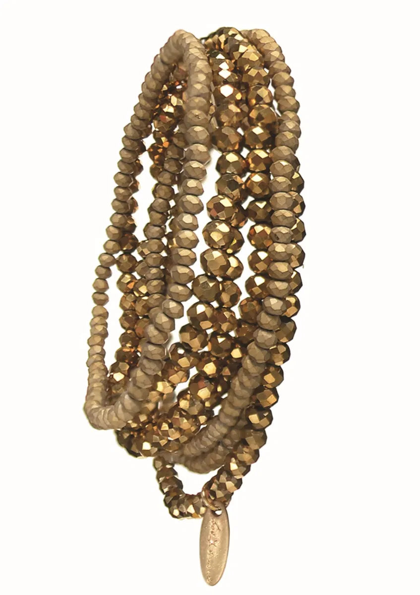 Hot Tomato Magnificent Seven Layers Matte Gold Bracelet