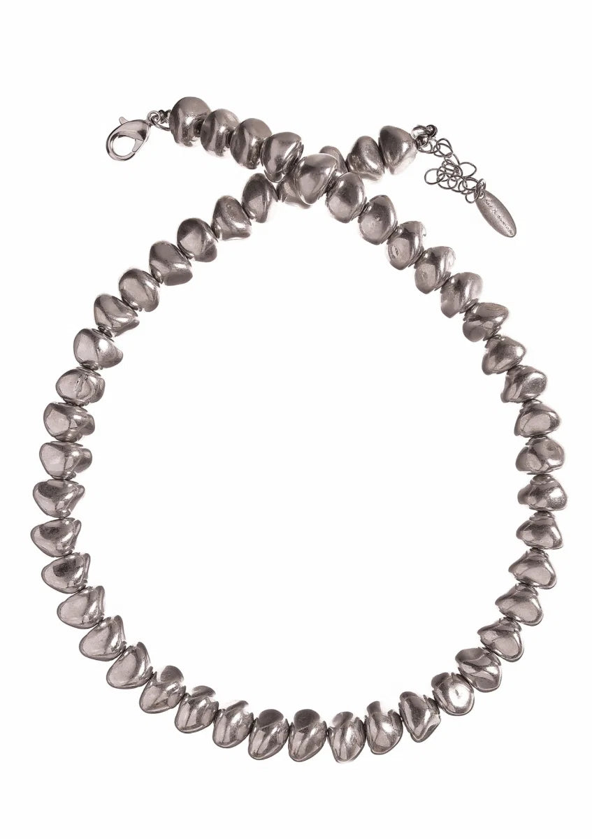 Hot Tomato Worn Pewter Prospect Beads Necklace