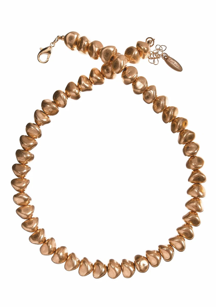 Hot Tomato Worn Gold Prospect Beads Necklace