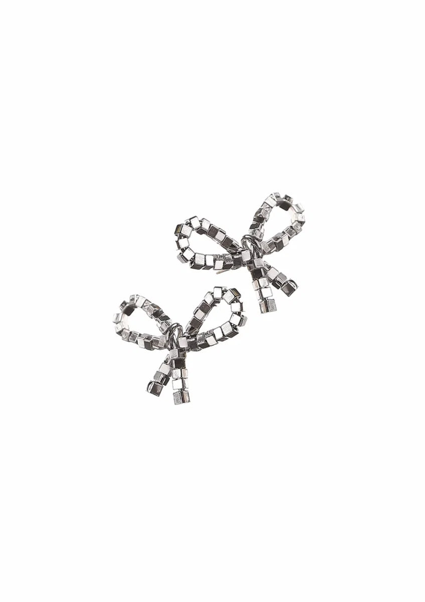 Hot Tomato Silver Bonnie Bow Studs