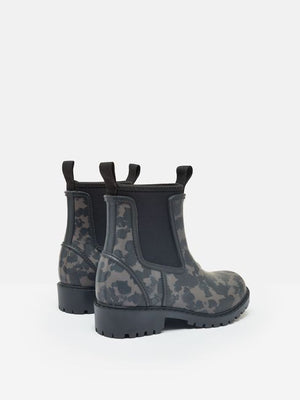 Joules Oakfield Black/Animal Short Neoprene-Lined Wellies