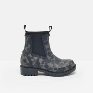 Joules Oakfield Black/Animal Short Neoprene-Lined Wellies