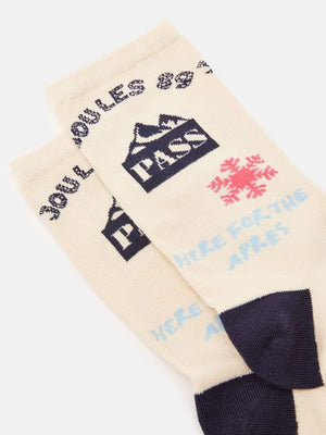 Joules Women's Everyday Ski Cream/Navy 2 Pack Socks