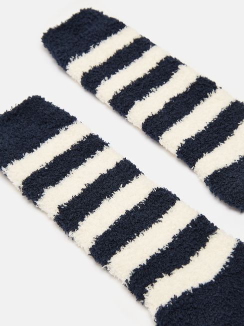 Joules Navy Stripe Fluffy Socks